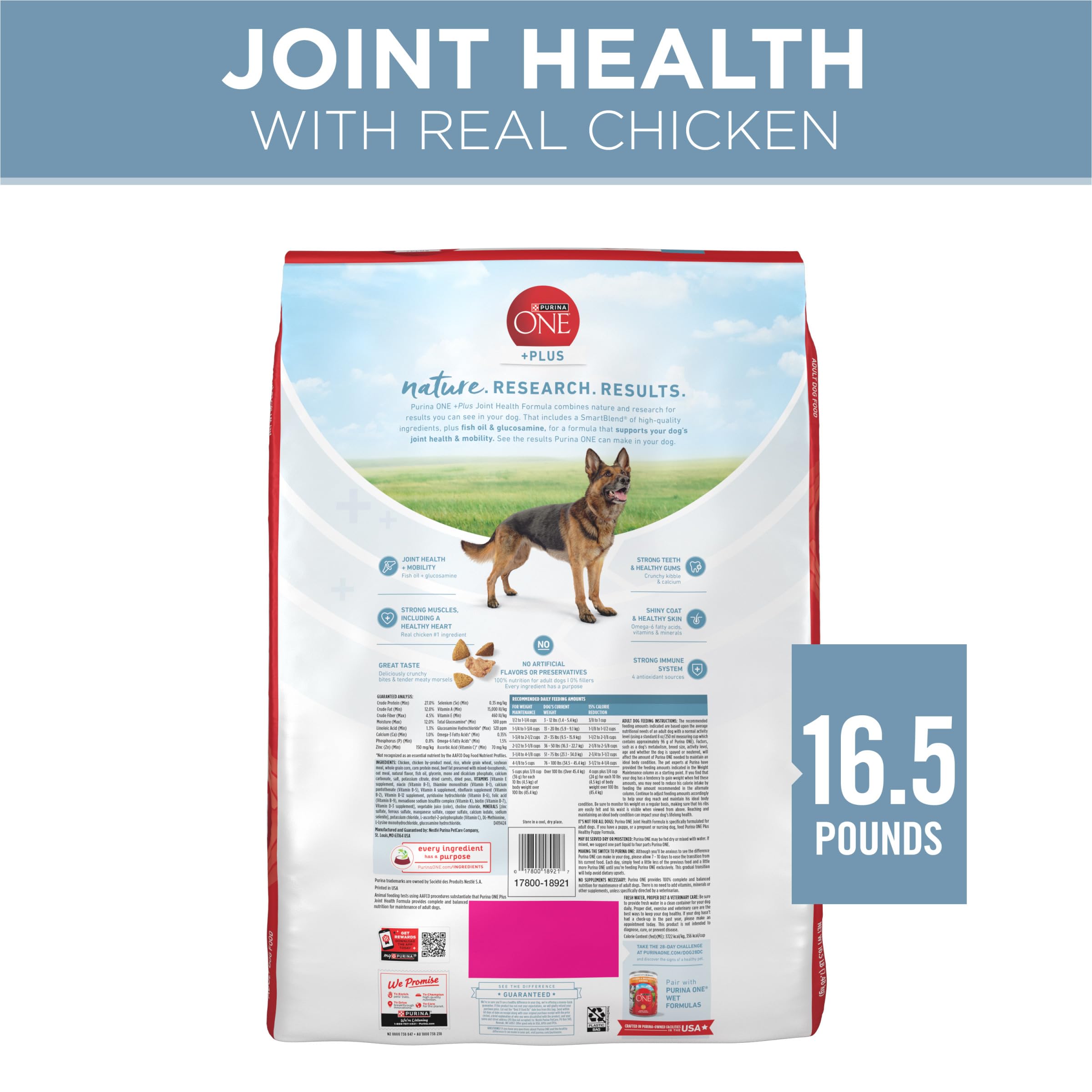 Purina ONE Plus mobilité et articulations, soutien quotidien.