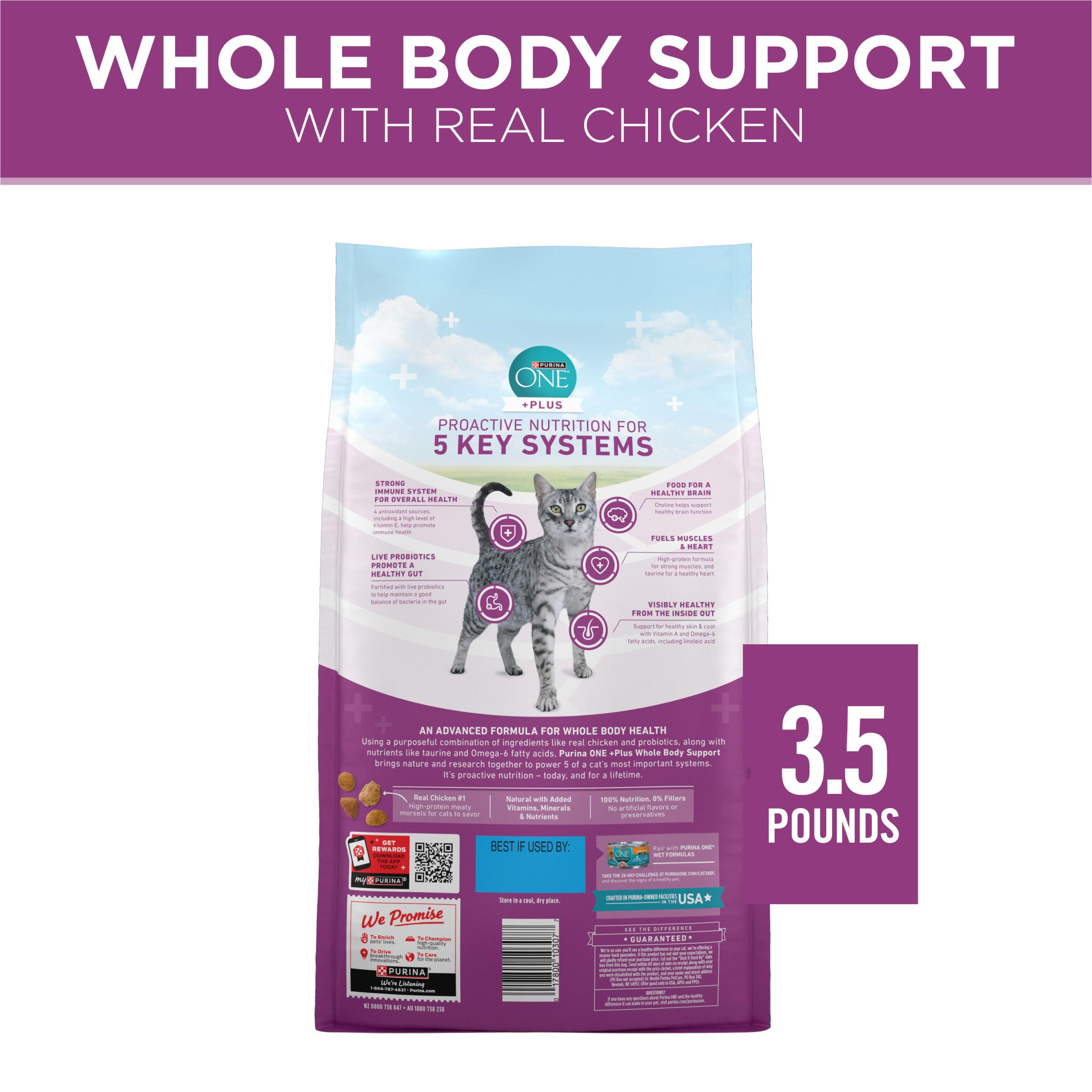 Purina ONE Plus poulet réel pour un goût naturel et satisfaisant