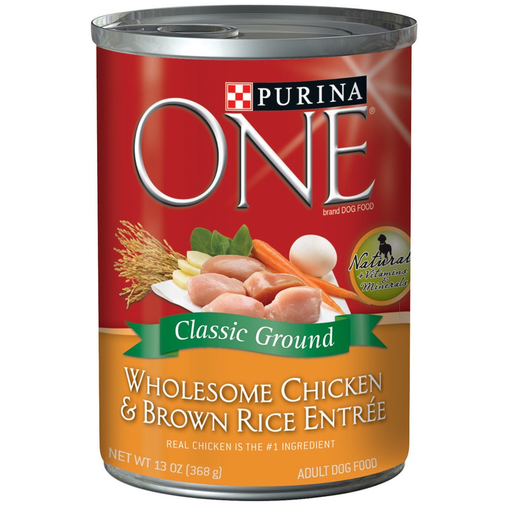 Purina ONE poulet et riz brun – croquettes pour chien adulte, texture croustillante et goût apprécié.