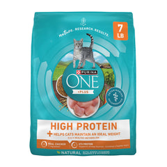 Purina ONE protéine élevée au poulet, croquettes 7 lb, soutien musculaire.