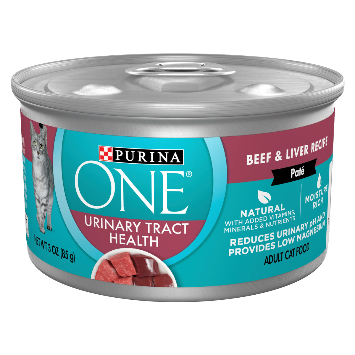 Purina ONE Santé Voies Urinaires – emballage frontal, alimentation complète pour chats adultes.