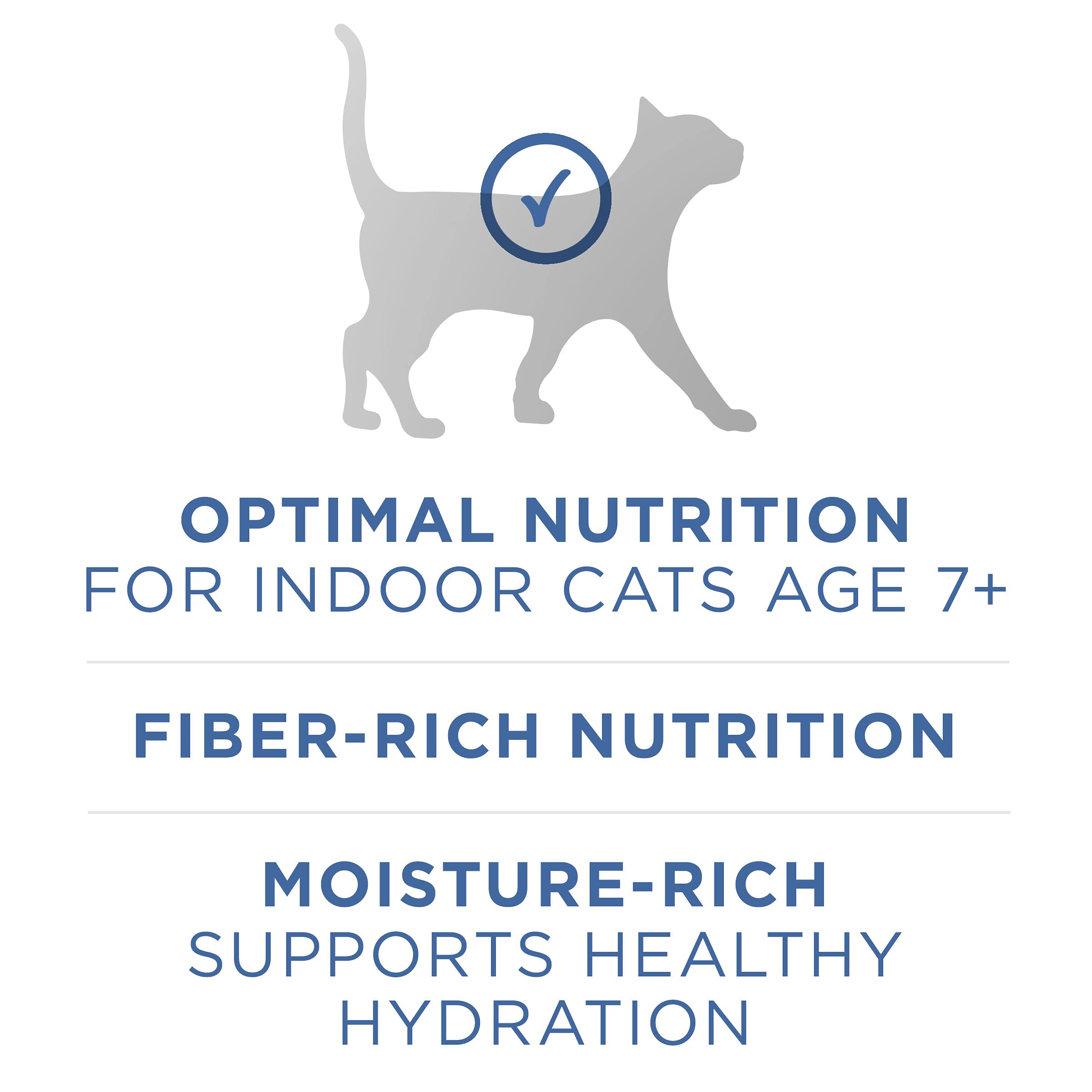 Purina ONE Senior montre des protéines élevées soutenant les muscles.