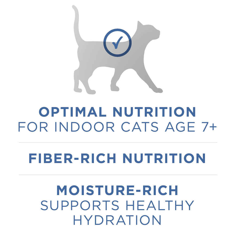 Purina ONE Senior montre des protéines élevées soutenant les muscles.