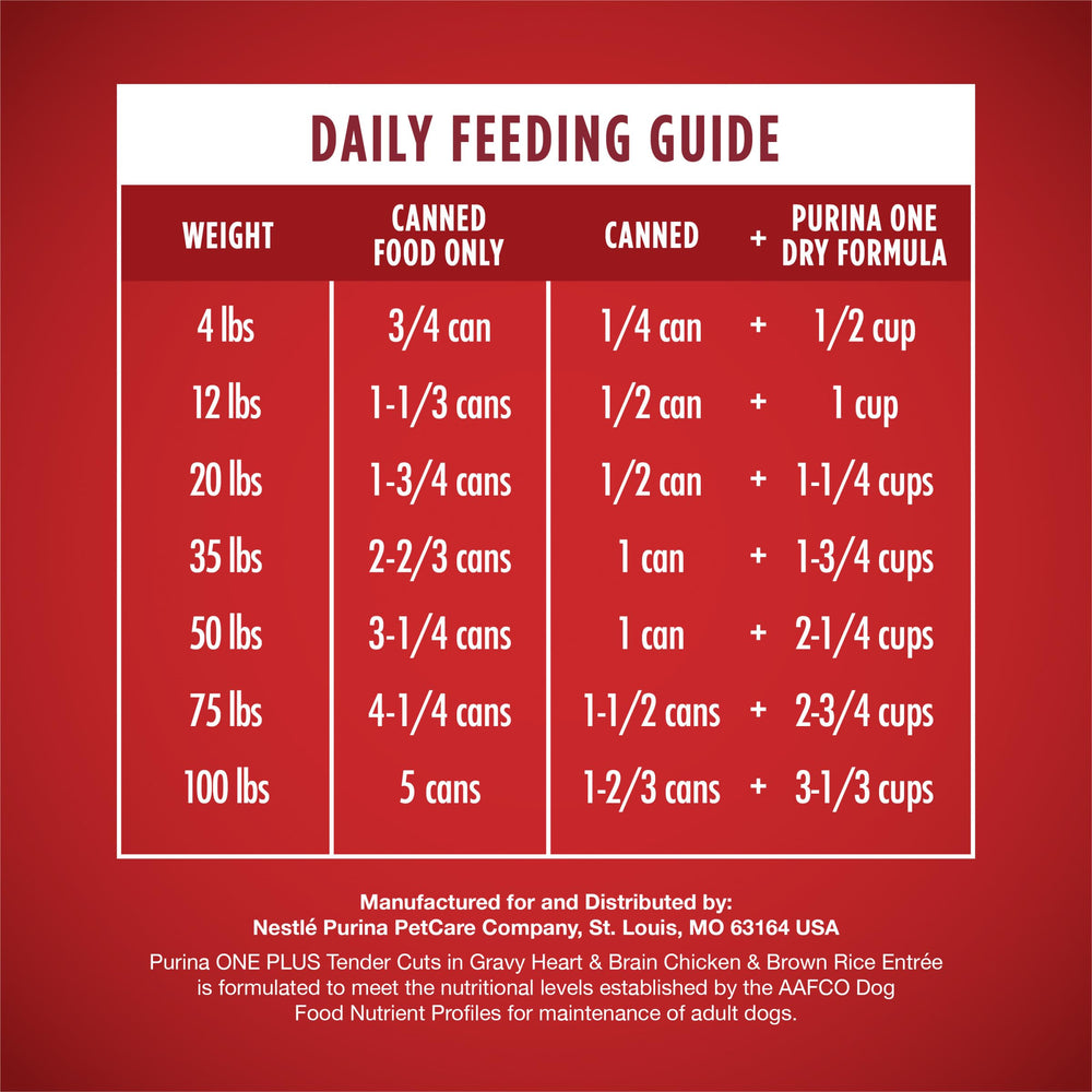 Purina ONE Tender Cuts alimentation quotidienne, poulet et riz brun complètes.