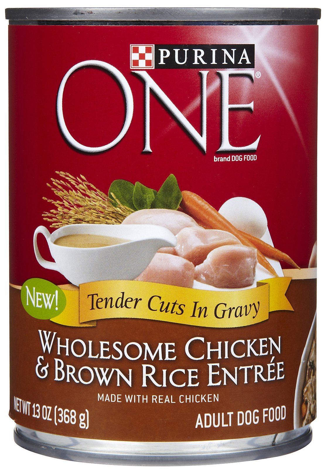 Purina ONE Tender Cuts Poulet et Riz – portion en conserve de 13 oz pour chien, repas pratique.
