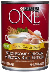 Purina ONE Tender Cuts Poulet et Riz – portion en conserve de 13 oz pour chien, repas pratique.