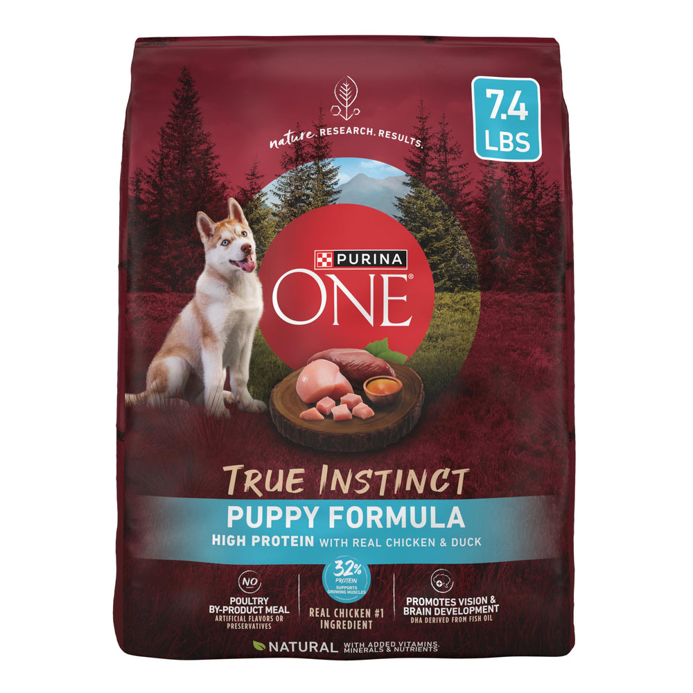 Purina ONE True Instinct sac chiot poulet et canard – nutrition complète pour démarrage.
