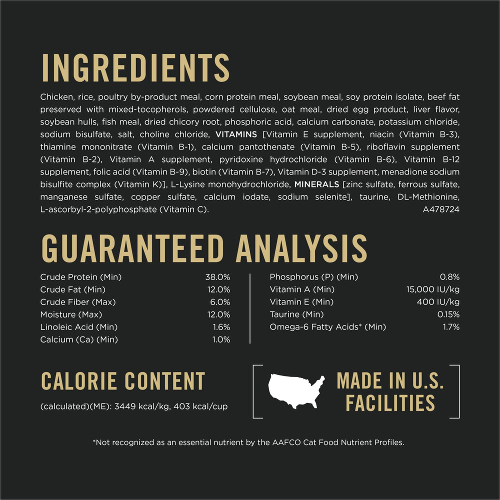 Ingrédients poulet réels dans Purina Pro Plan Intérieur.