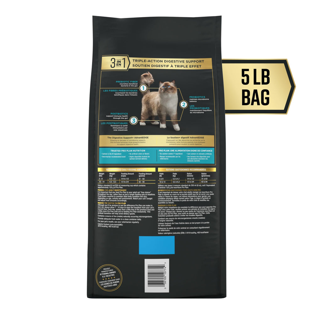 Purina Pro Plan AdvantEDGE chat saumon riz, assiette, texture appétente pour repas équilibré.