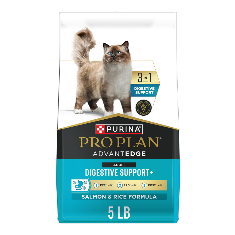 Purina Pro Plan AdvantEDGE chat saumon riz sac 5 lb, soutien digestif optimal et nutrition complète.