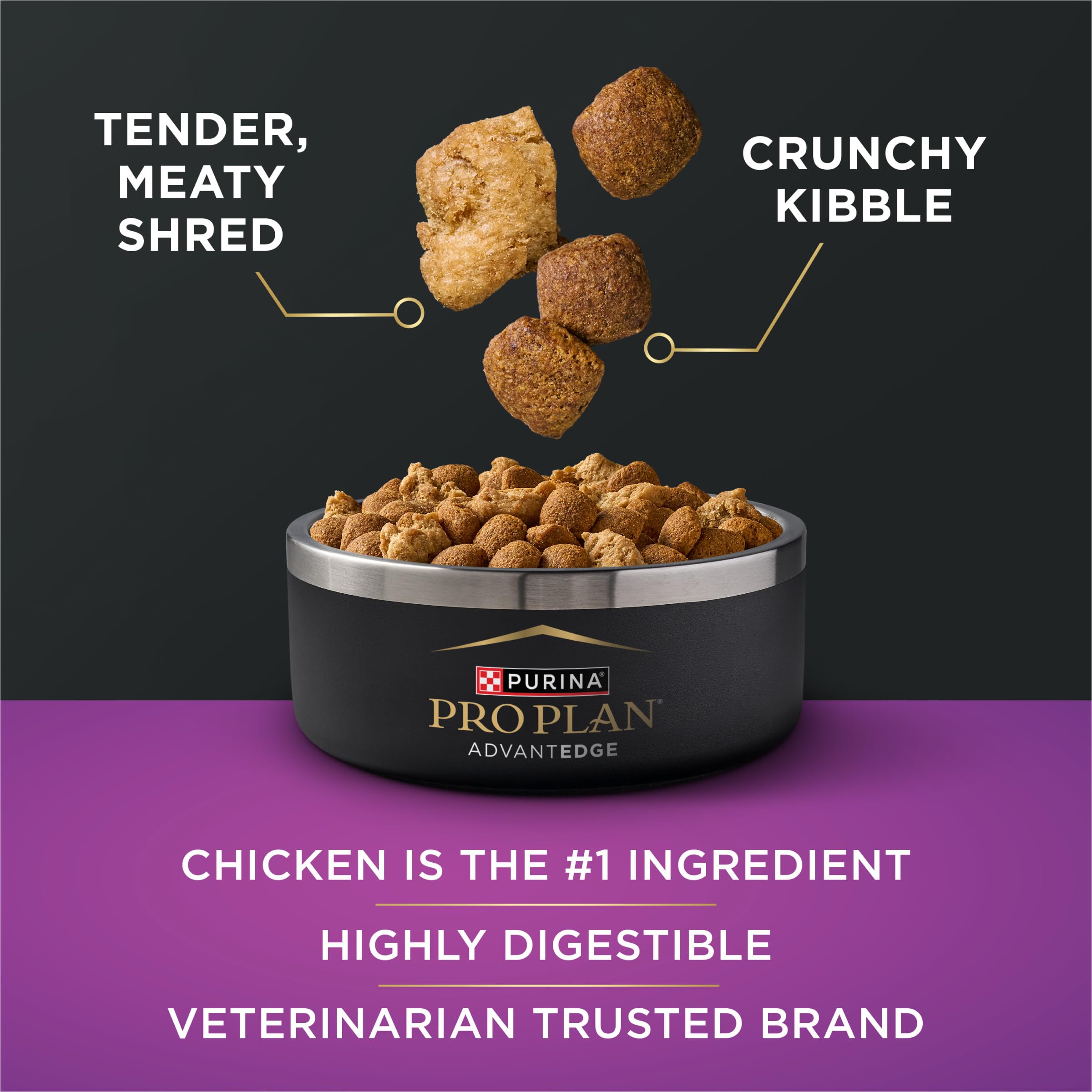 Purina Pro Plan AdvantEDGE poulet ingredient cle pour digestibilité potentielle.