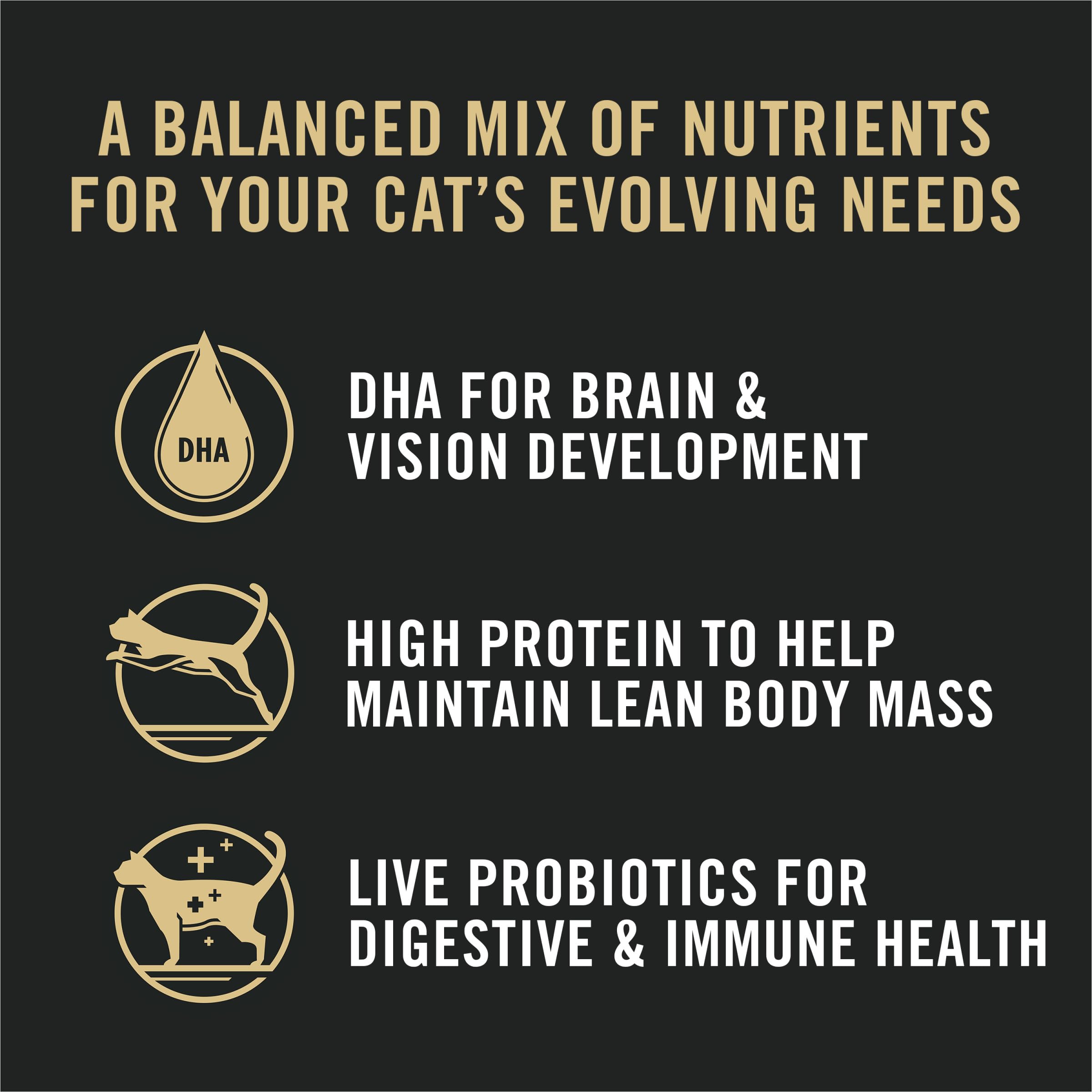 Purina Pro Plan All Life Stages gros plan croquettes poulet, texture et goût.