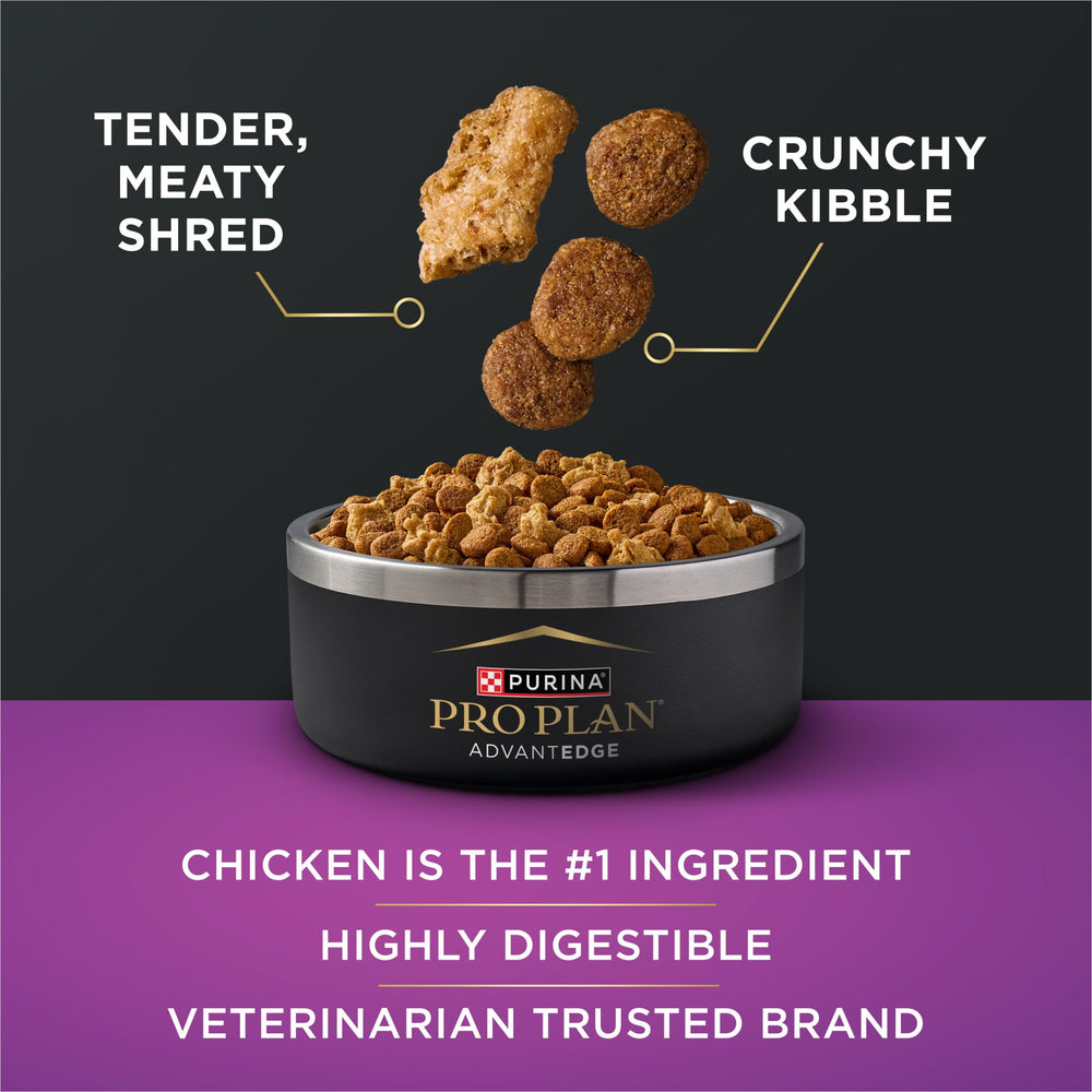 Purina Pro Plan AdvantEDGE, texture râpée et mélange, stimulation sensorielle pour chien senior.