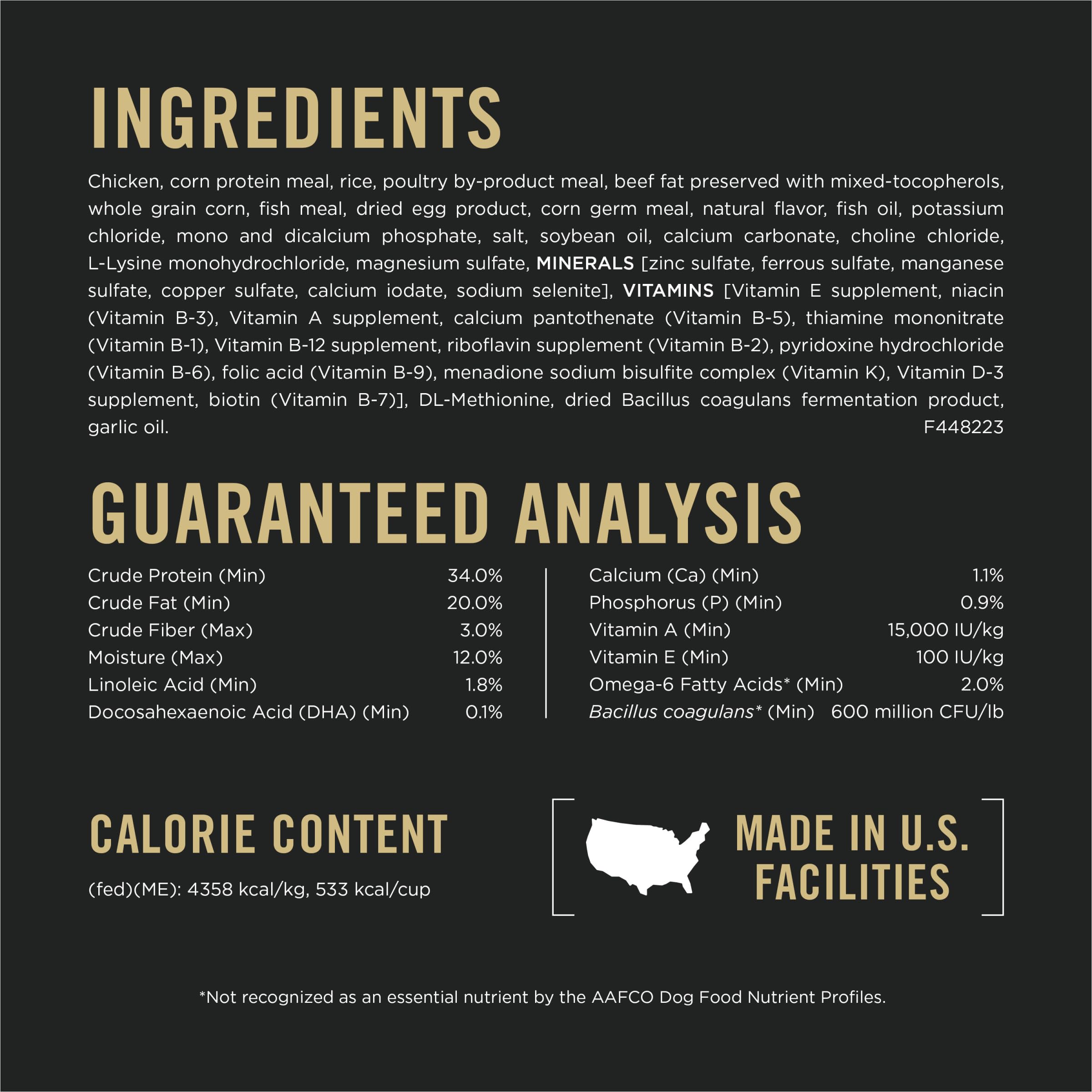 Purina Pro Plan calcium-phosphore-os-dents soutiennent les os et les dents.