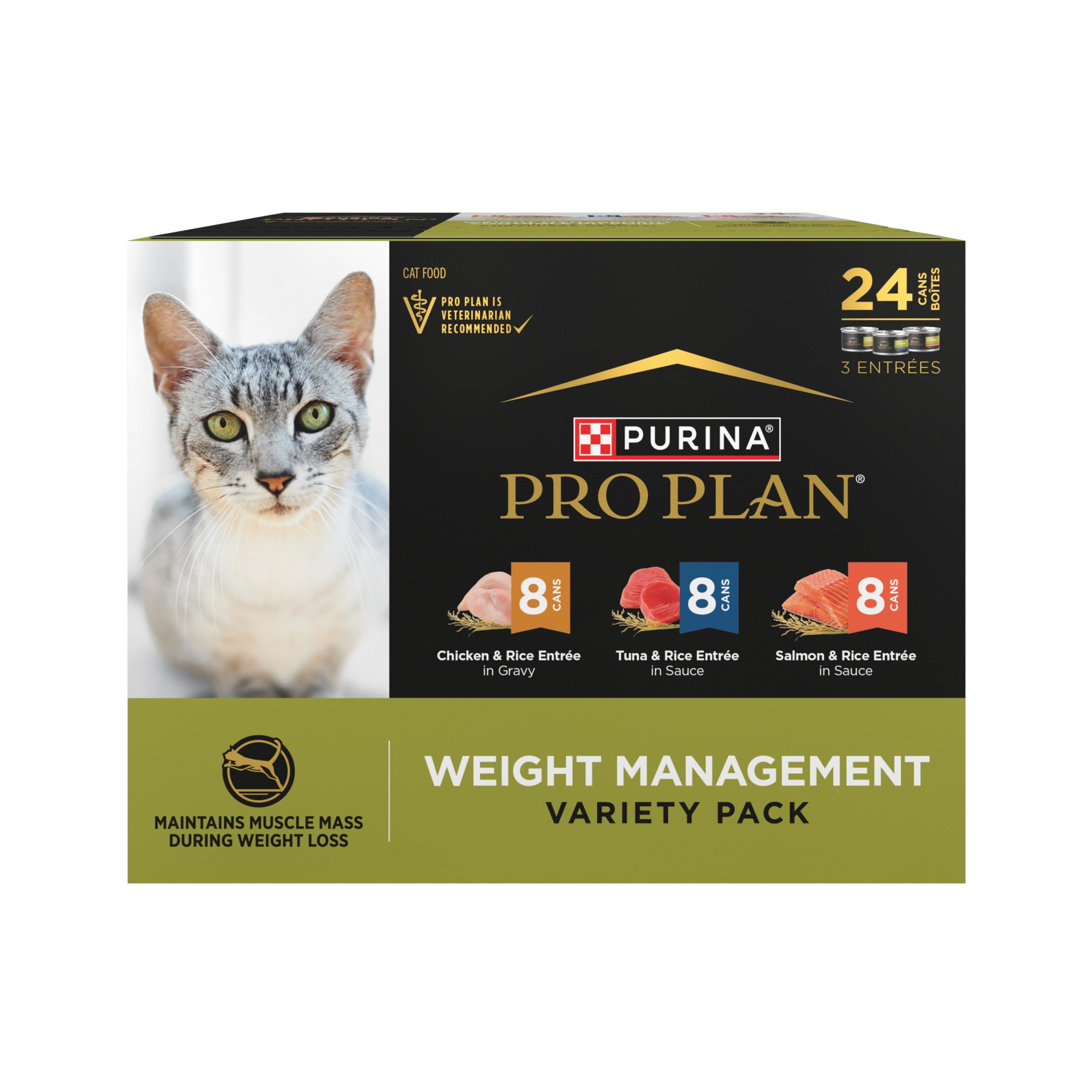 Purina Pro Plan Chat Adulte – emballage 24 boîtes, gestion potentielle du poids