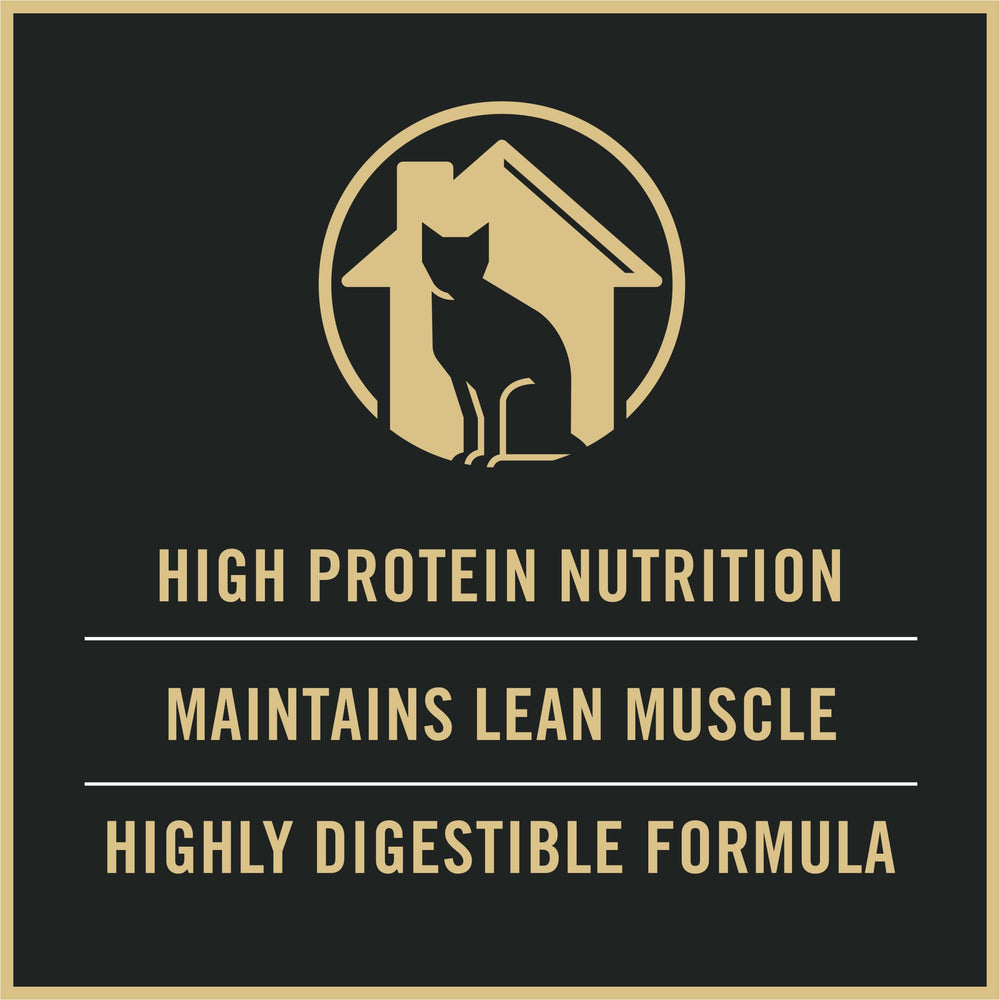 Purina Pro Plan Chat Adulte Indoor peau et poil sains grâce oméga-6 et vitamine A.