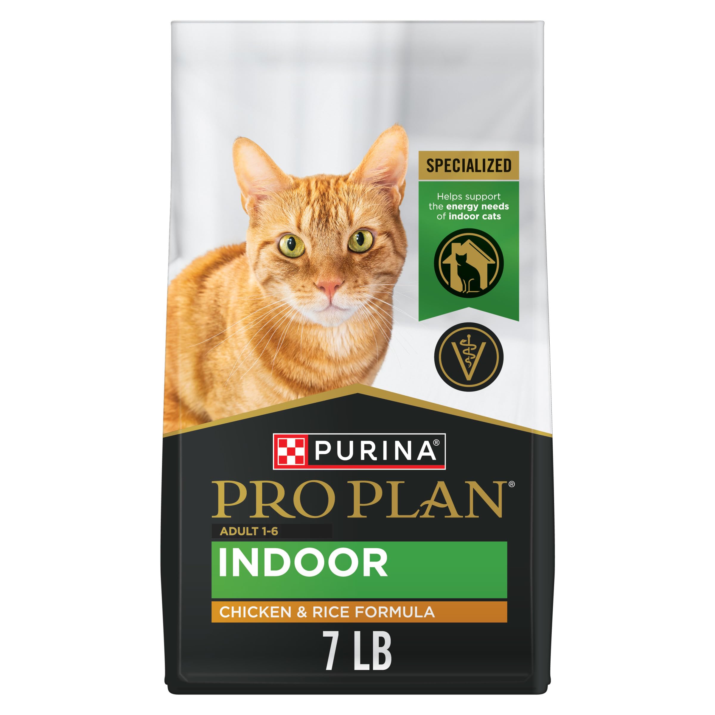Purina Pro Plan Chat Adulte Indoor croquettes poulet riz, soutien muscles maigres et poids santé.
