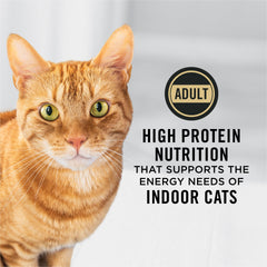 Purina Pro Plan Chat Adulte Indoor prébiotiques naturels favorisant digestion équilibrée.
