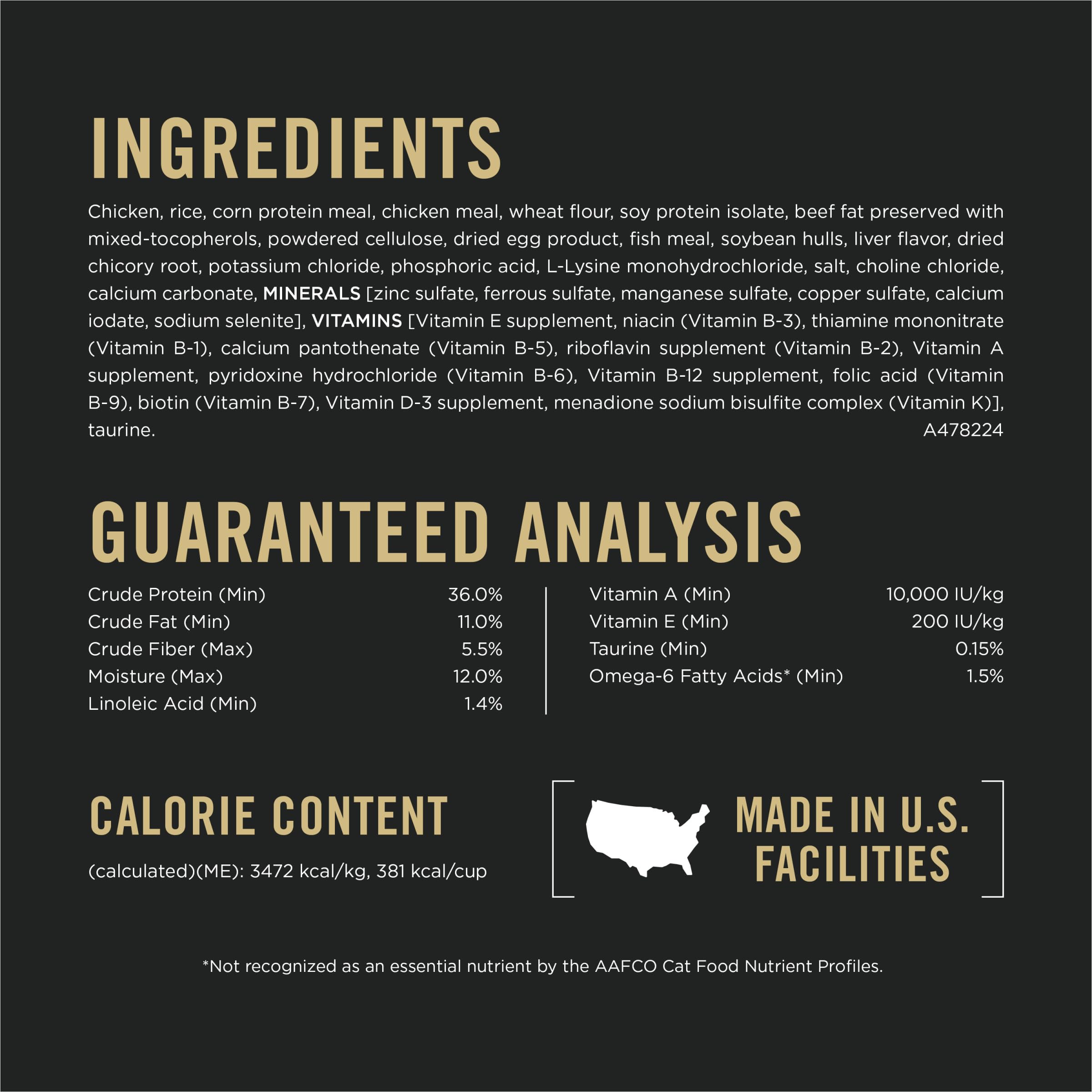 Purina Pro Plan Chat Adulte Indoor vision soutenue par taurine et vitamine A.