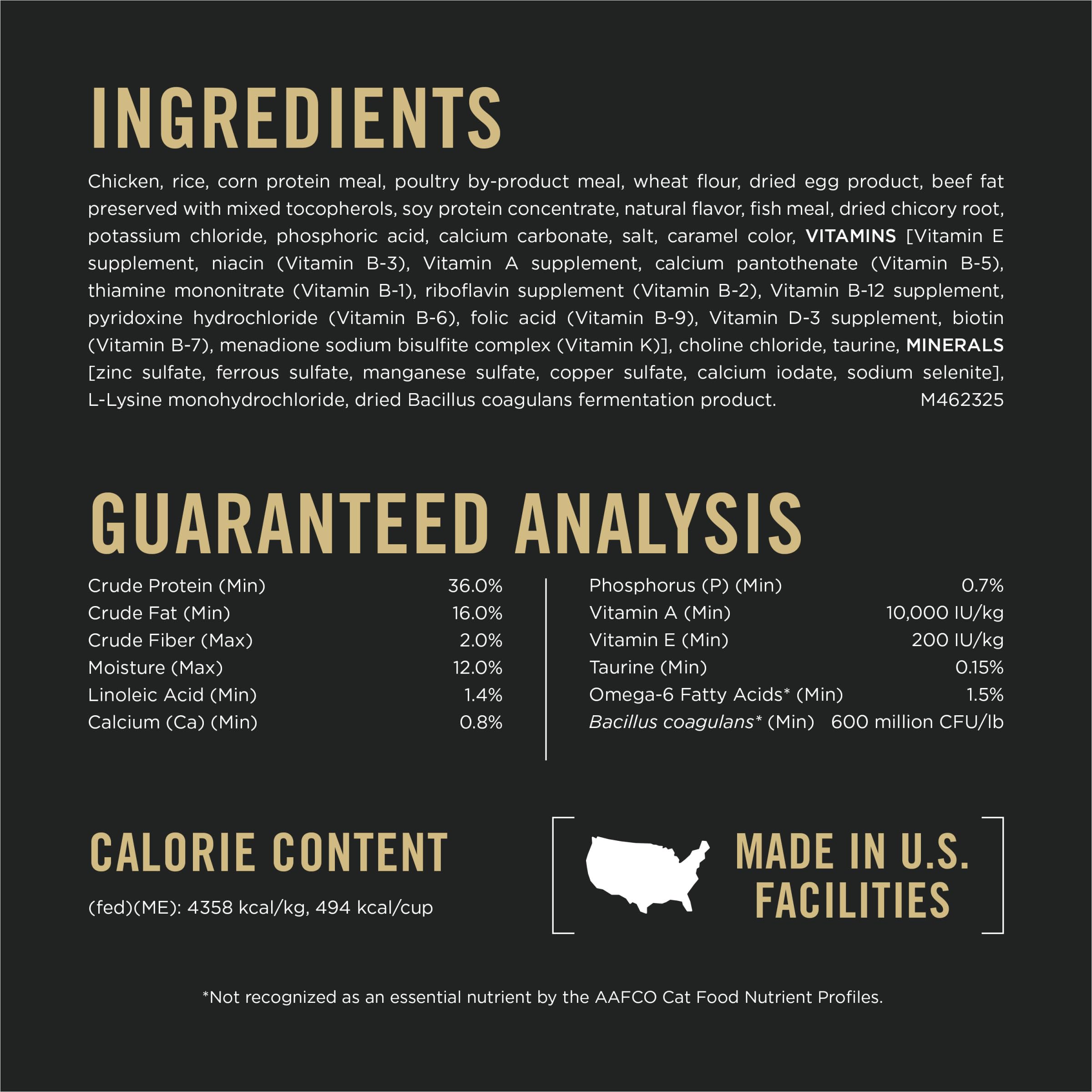 Purina Pro Plan Chat, vitamine A et oméga-6 pour peau et poil sains.