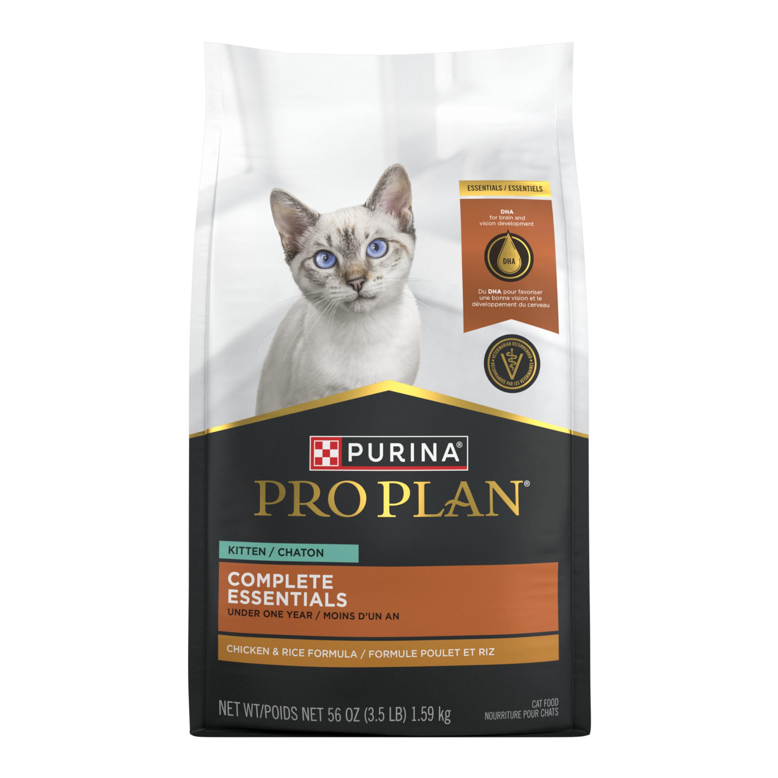 Purina Pro Plan Chaton croquettes poulet et riz dans sachet de 1,6 kg pour chatons.