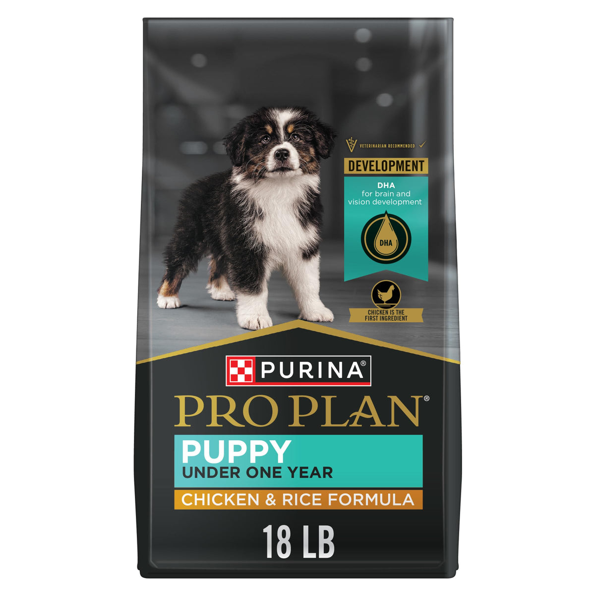 Purina Pro Plan chiot haute-protéine poulet et riz — soutien musculaire potentiel