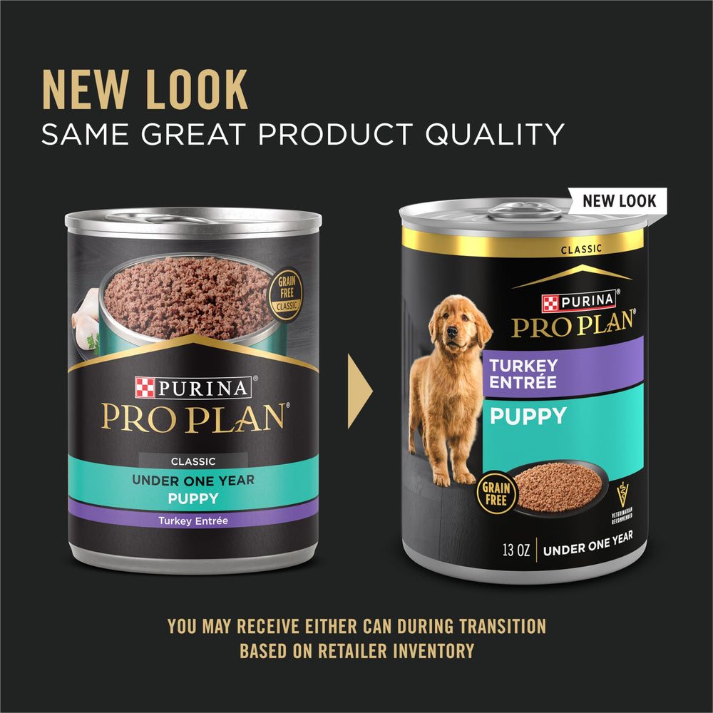Purina Pro Plan chiot sans cereales entree dinde boite 13oz pack12 alimentation adaptee.
