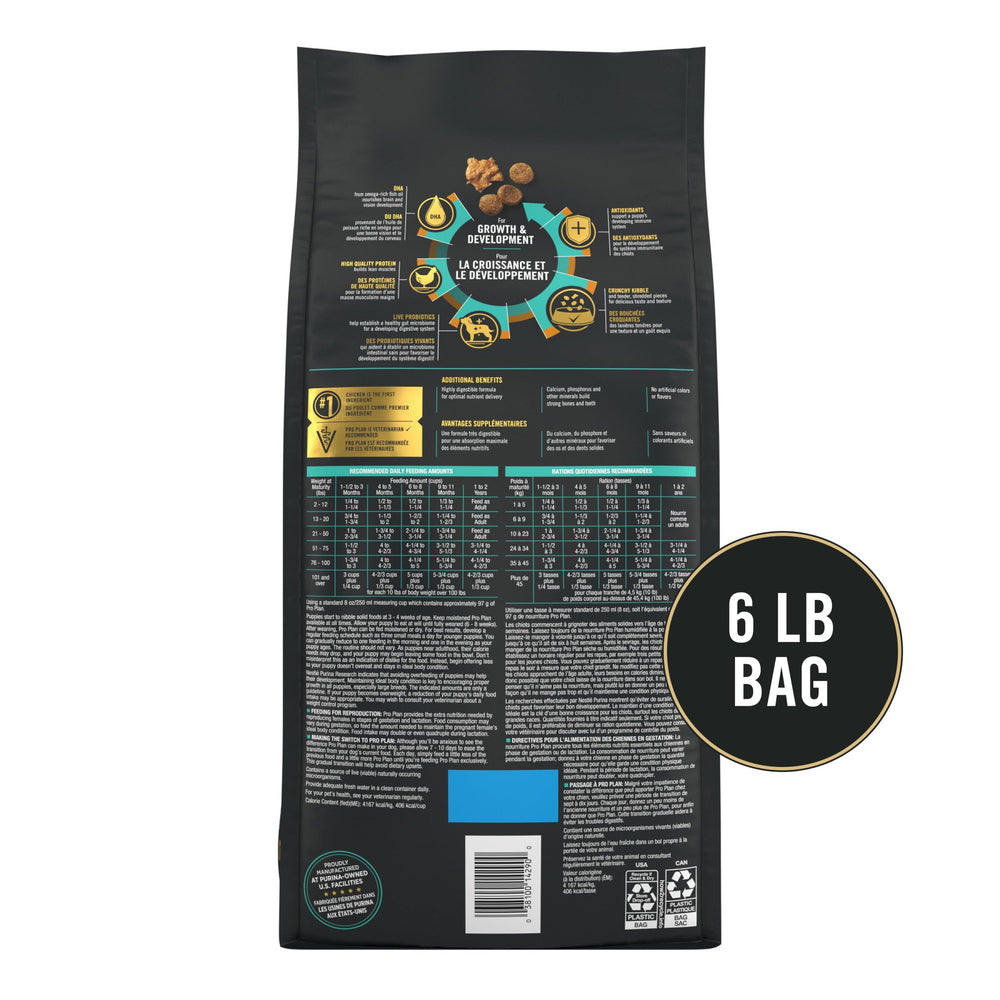 Purina Pro Plan Chiot texture croquant et morceaux tendres.
