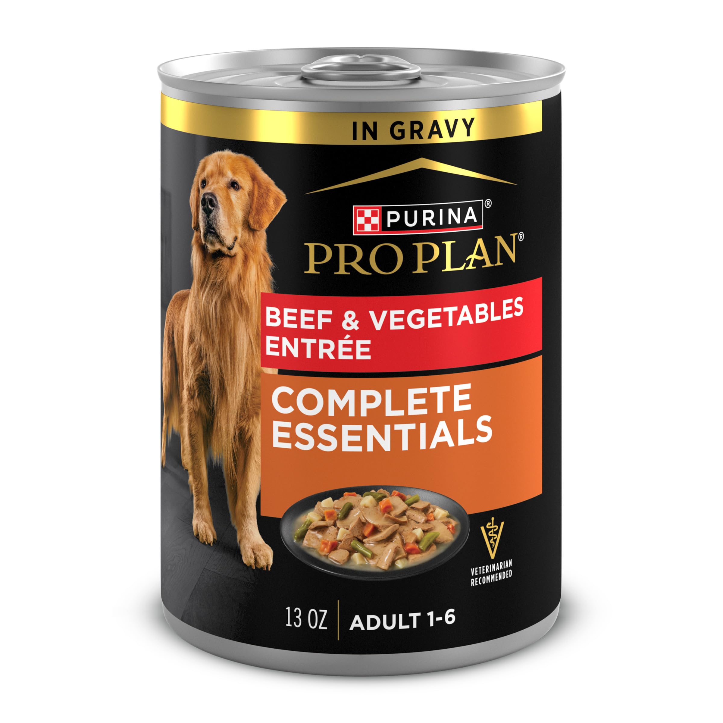 Purina Pro Plan Complete Essentials boeuf et légumes en sauce, texture appétissante pour chiens adultes