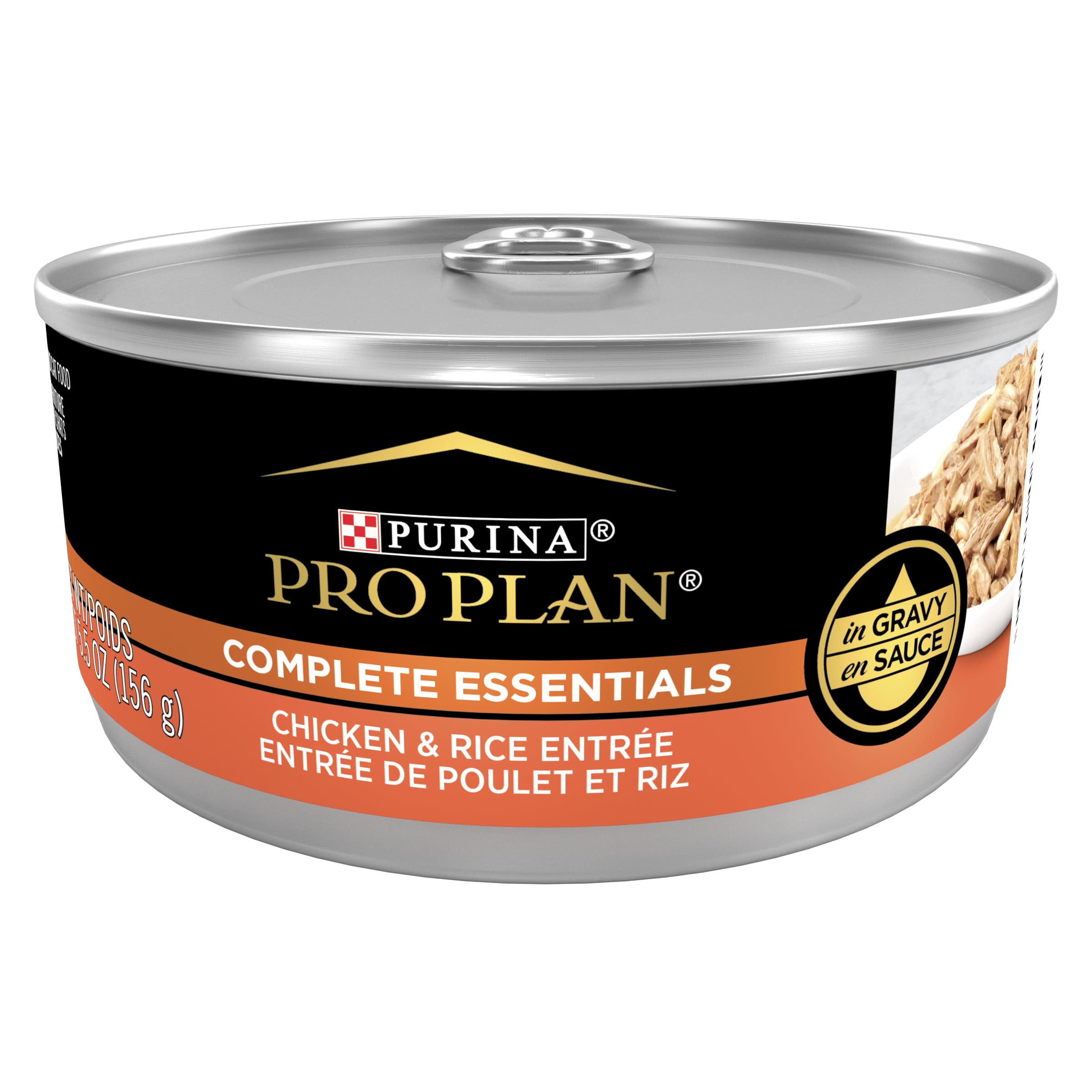 Purina Pro Plan Complete Essentials Chat, poulet et riz, boîte ouverte, goût apprécié
