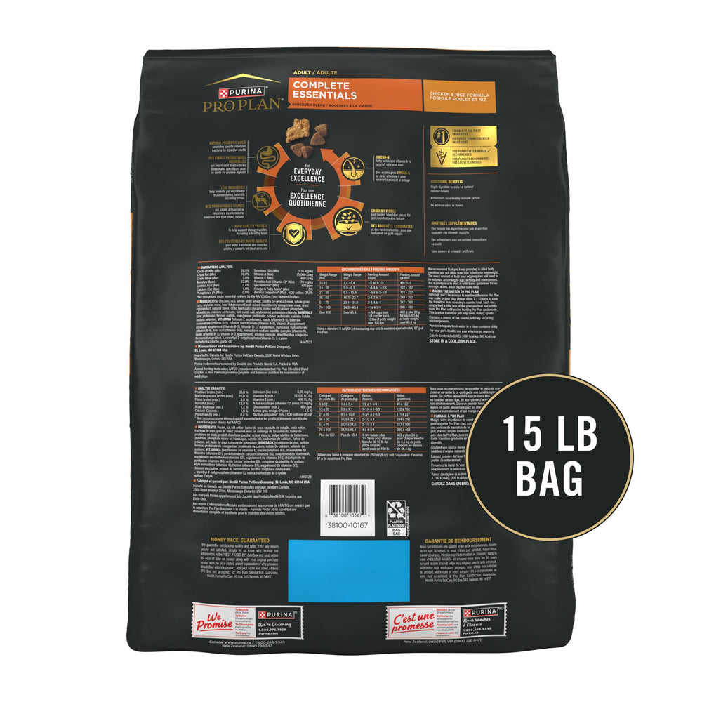 Purina Pro Plan Complete Essentials soutien immunitaire avec probiotiques.