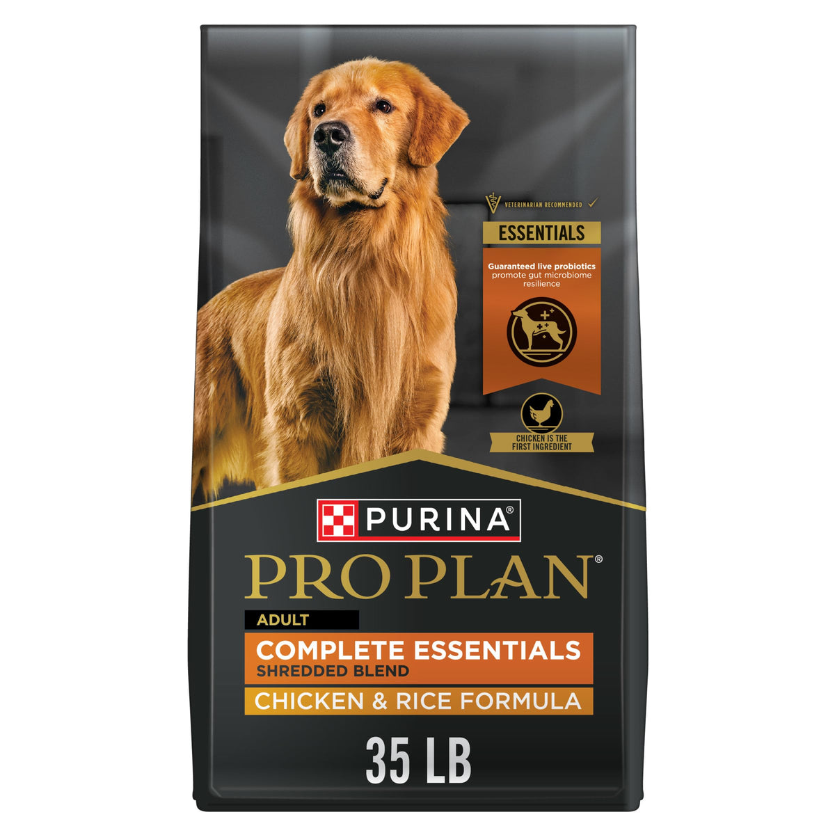 Purina Pro Plan Complete Essentials croquettes poulet et riz, énergie durable pour chien.