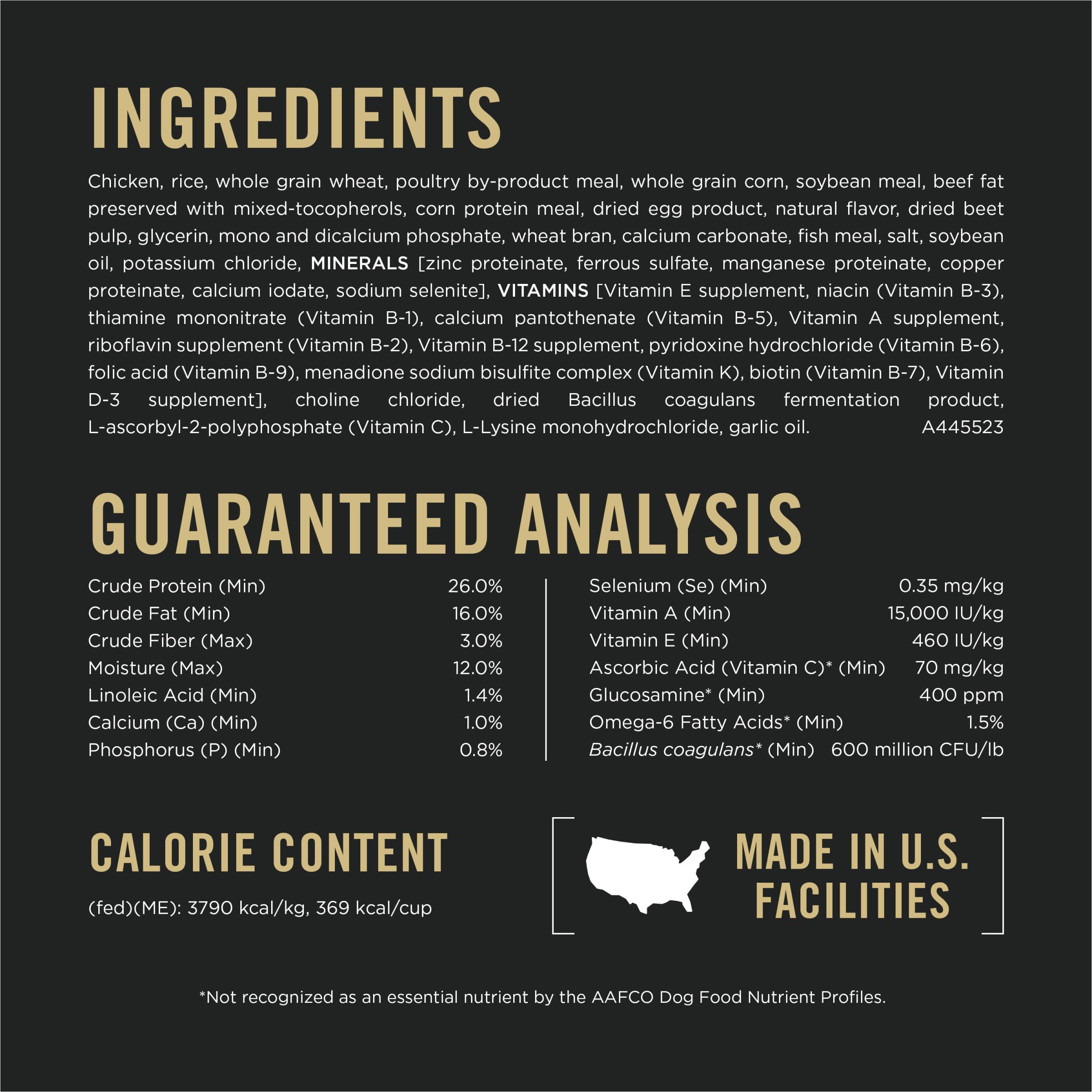 Purina Pro Plan Complete Essentials vitamine A et oméga-6 pour peau et pelage.