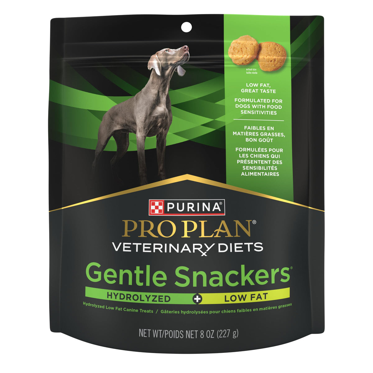Pochette Purina Pro Plan Veterinary Diets hydrolysées, friandises pratiques pour chiens sensibles.