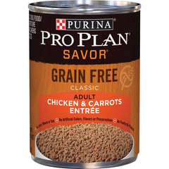 Purina Pro Plan Entree sans grains poulet et carottes – repas savoureux pour chiens adultes.