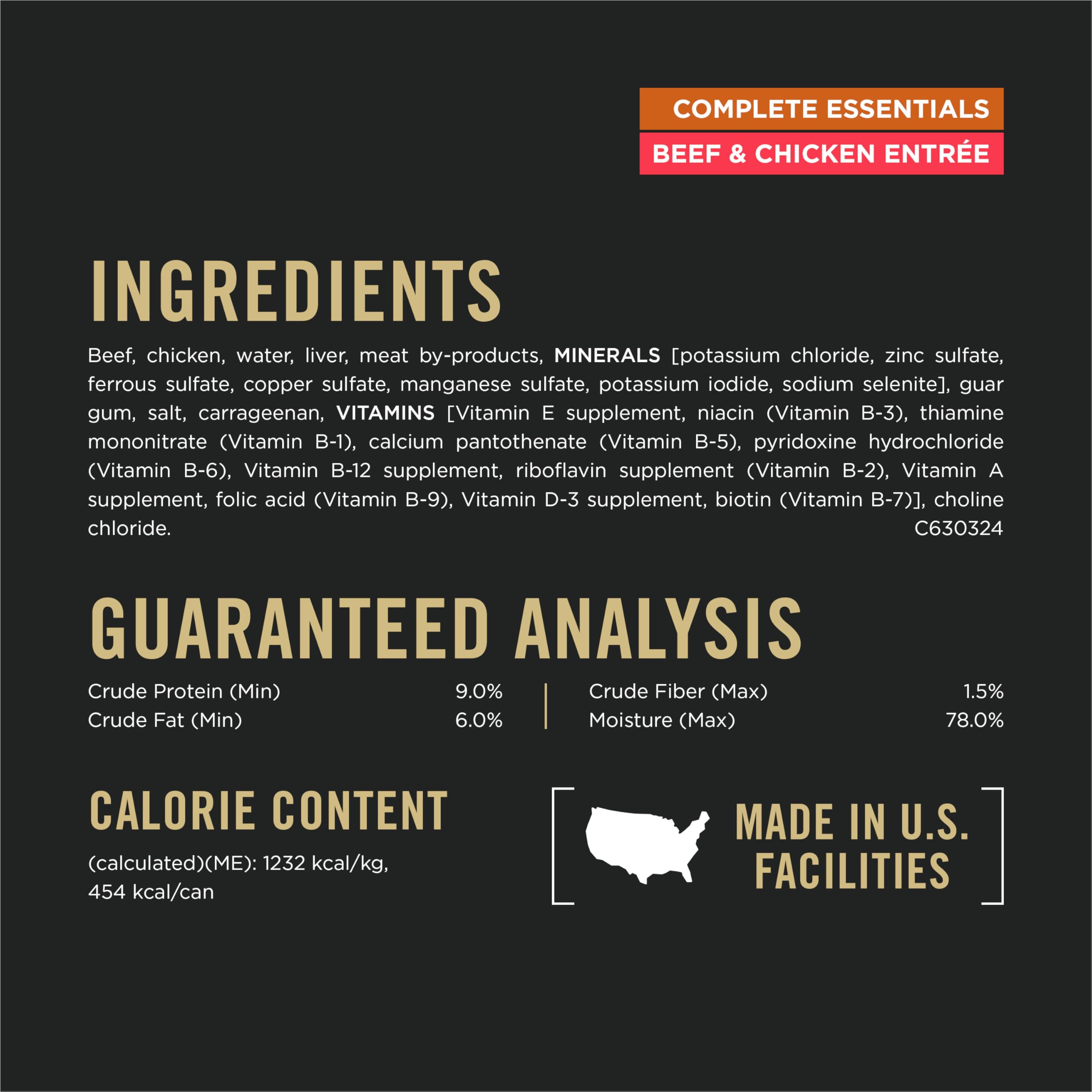 Purina Pro Plan Pate avec 23 vitamines et nutriments essentiels.