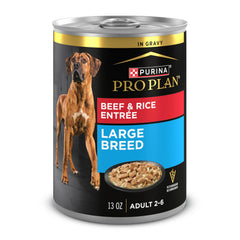 Purina Pro Plan Gravy, boîte boeuf et riz, pour grands chiens, nutrition complète
