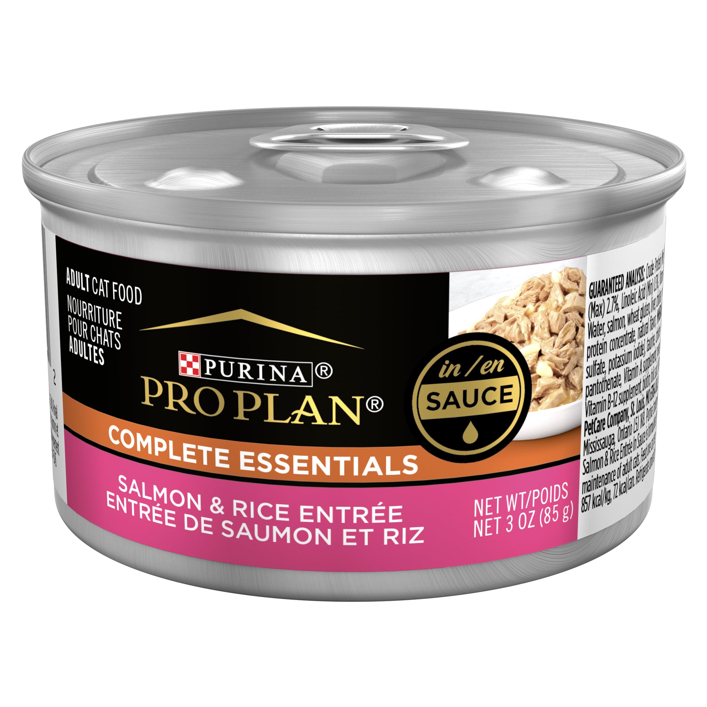 Purina Pro Plan Gravy Pâté Saumon et Riz, texture sauce, pour chat adulte et appétit préservé.