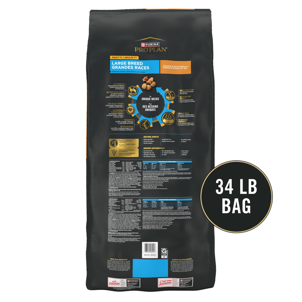 Purina Pro Plan Gros Chien Adulte 7 Plus – Oméga-6 et vitamine A pour peau et poil.