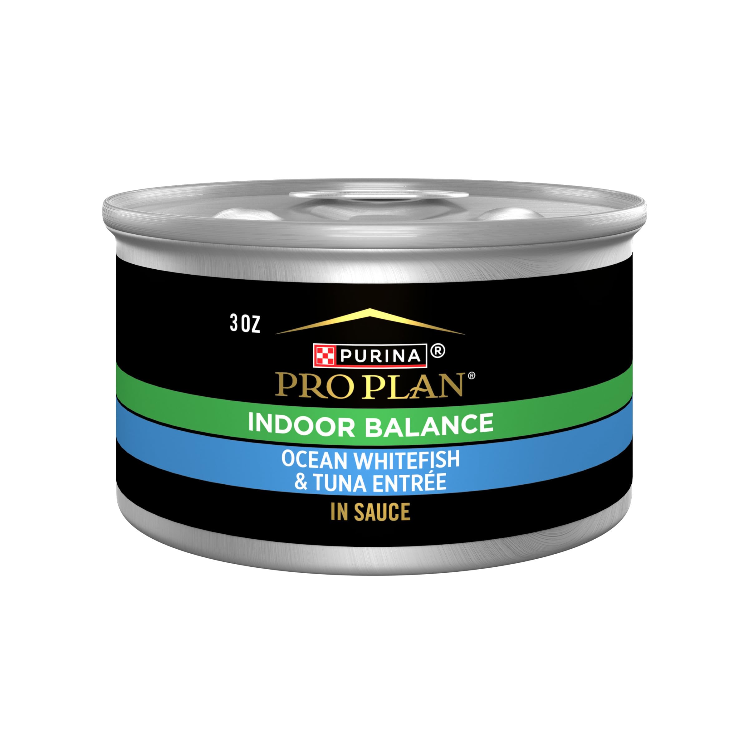 Purina Pro Plan Indoor Balance poisson blanc océan et thon en sauce, emballage séduisant