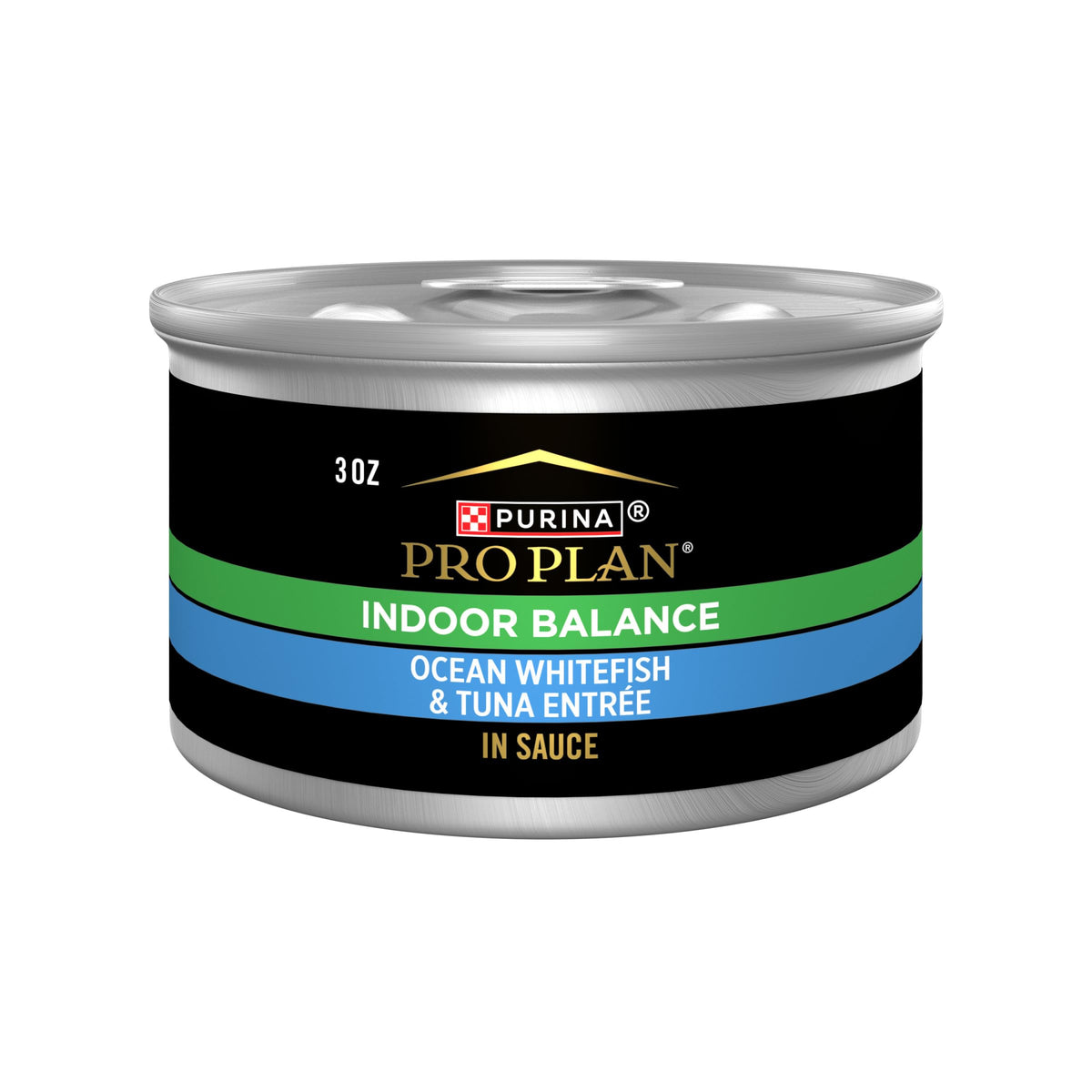 Purina Pro Plan Indoor Balance poisson blanc océan et thon en sauce, emballage séduisant
