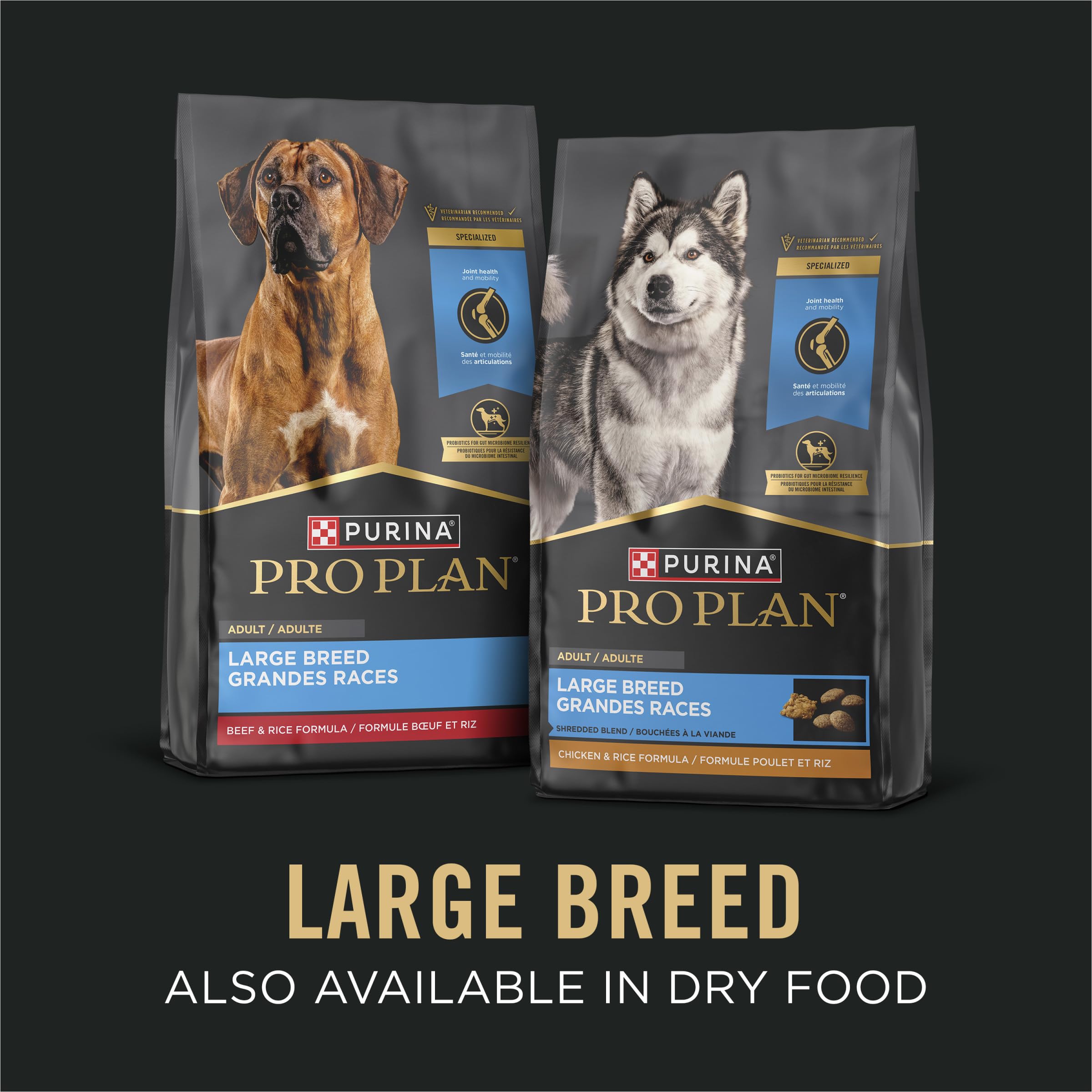 Purina Pro Plan Large Breed poulet-riz-en-sauce 12x13oz, repas humide adapté à grandes races