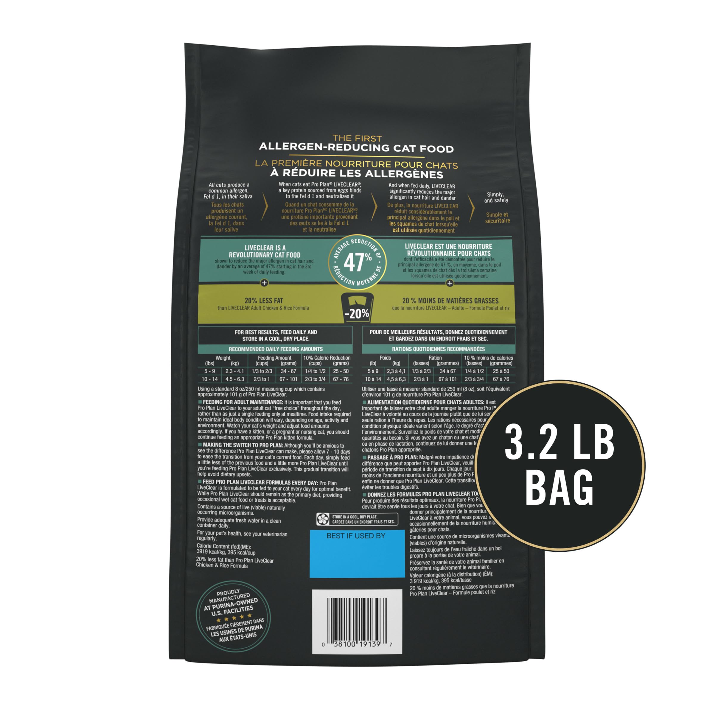 Purina Pro Plan LIVECLEAR contrôle du poids, sachet adapté à la diète équilibrée.