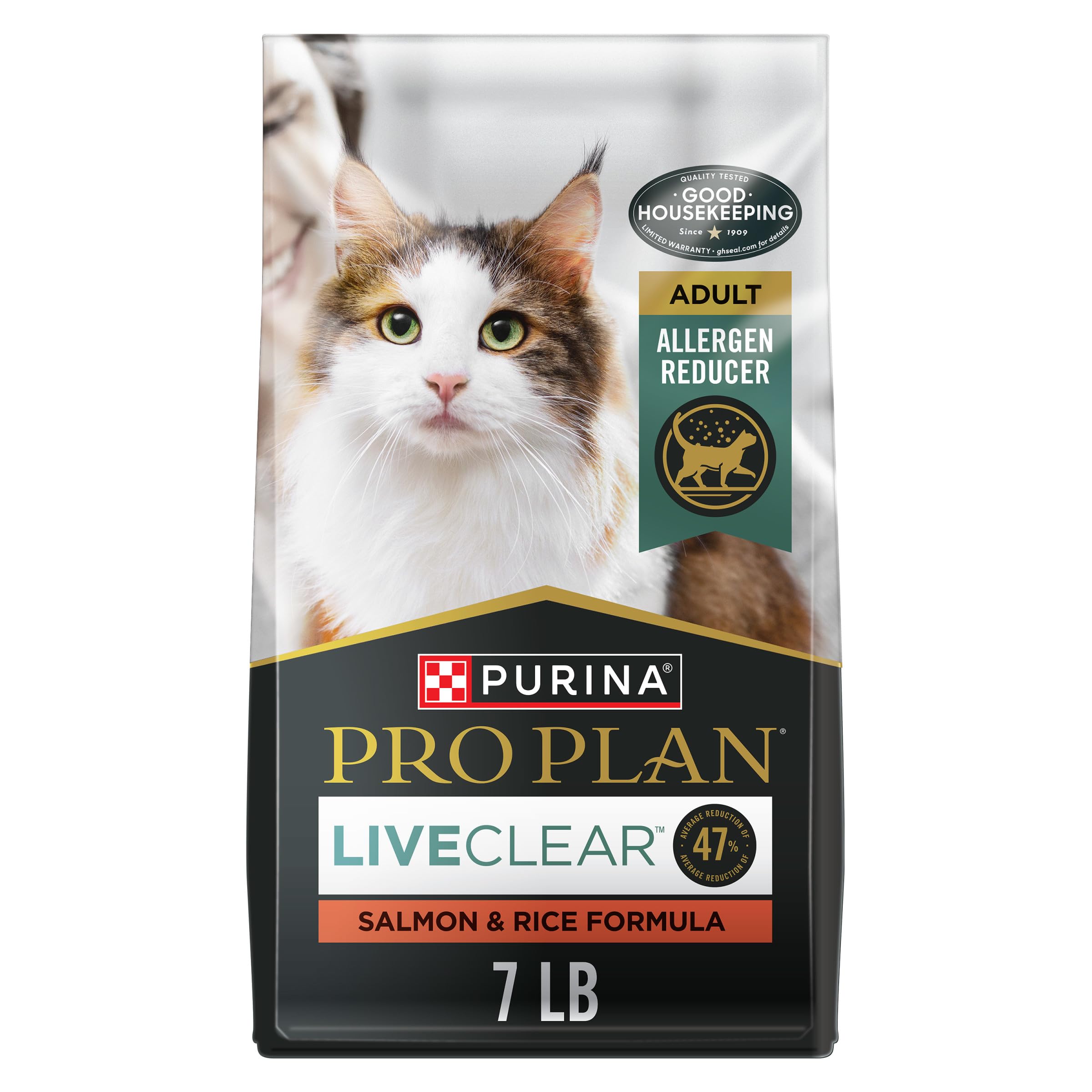 Purina Pro Plan LIVECLEAR saumon et riz, boîte 7 lb, protéines élevées pour muscles.