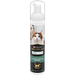 Purina Pro Plan LIVECLEAR shampoo chat pompe pour un pelage propre sans rinçage.