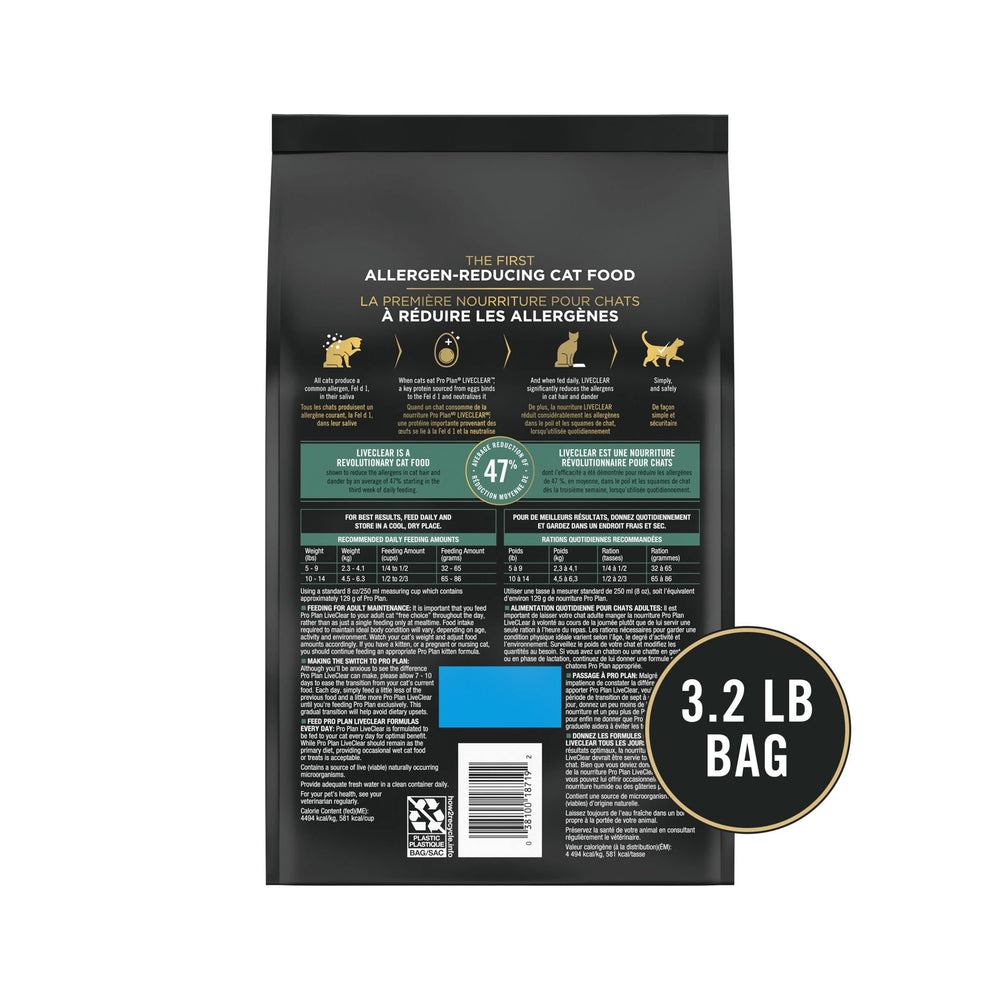 Utilisation quotidienne recommandée de Purina Pro Plan LIVECLEAR