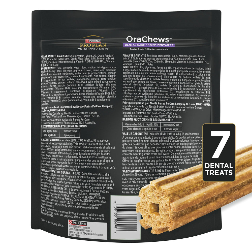 OraChews Pro Plan Veterinary Diets contrôle tartre possible grâce au sceau VOHC.
