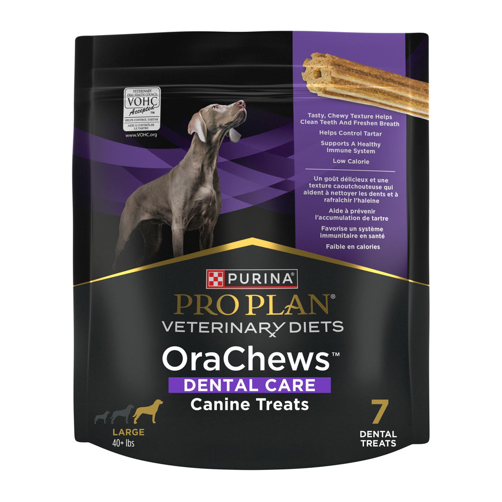 OraChews Pro Plan Veterinary Diets emballage pratique pour grands chiens, soutien dentaire potentiel.