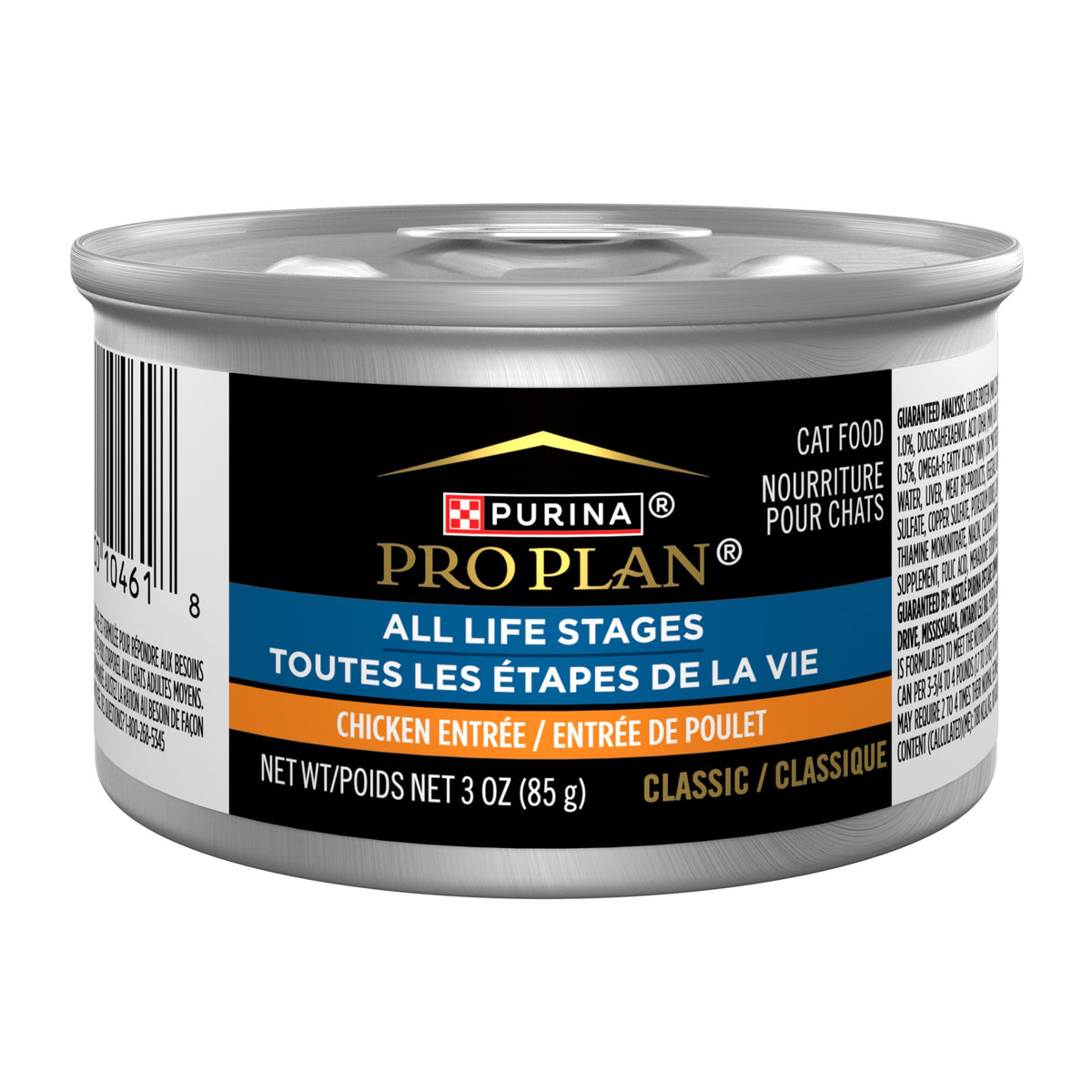 Purina Pro Plan Pâté humide au poulet, emballage prêt à servir pour tous les âges.
