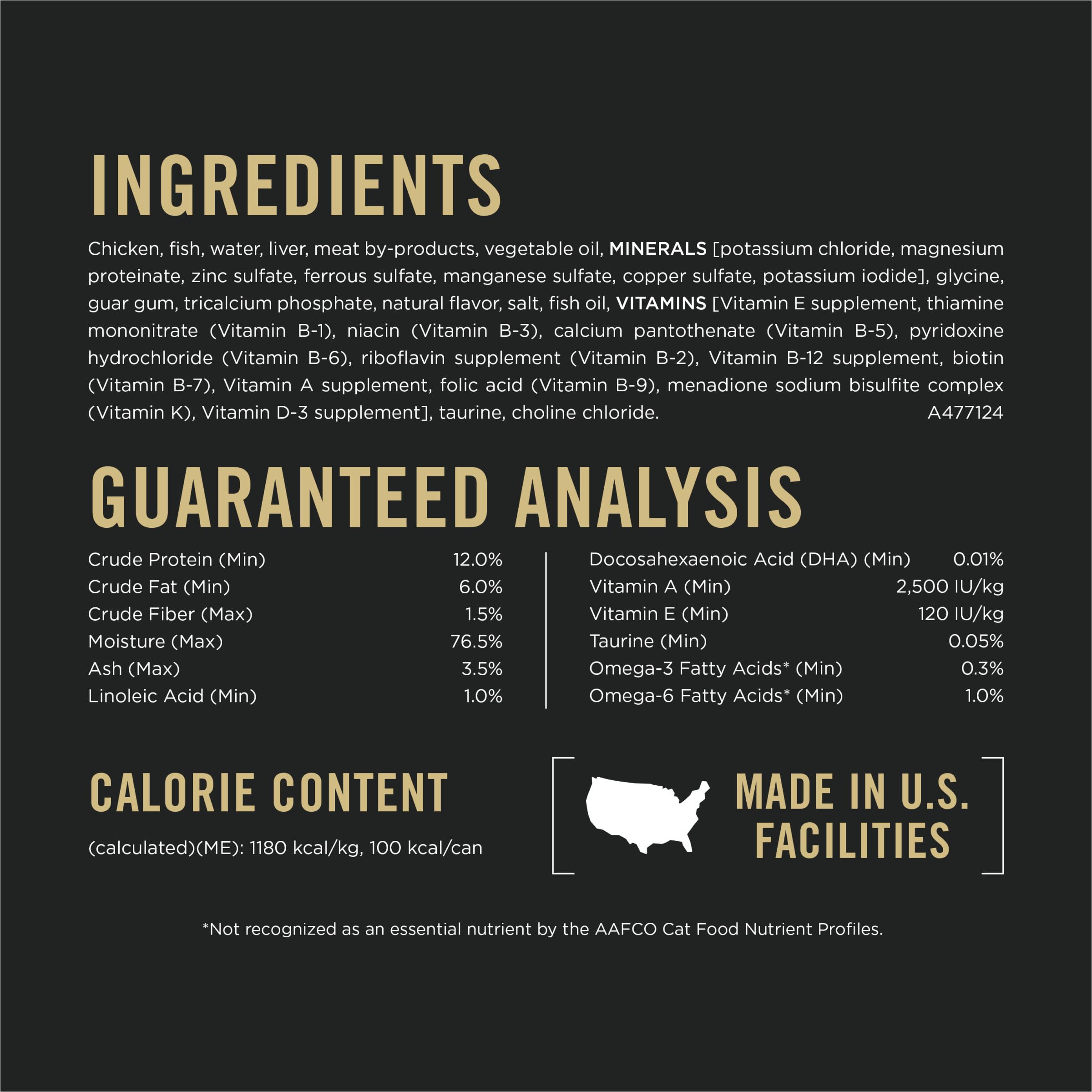 Purina Pro Plan Pâté humide au poulet, riche en DHA et oméga-6 pour le pelage.